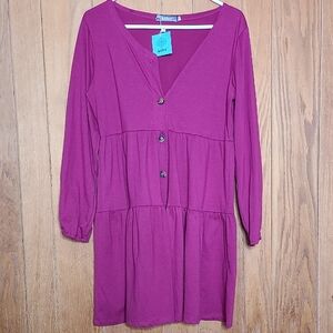 Women's Pink Button-Down Dress